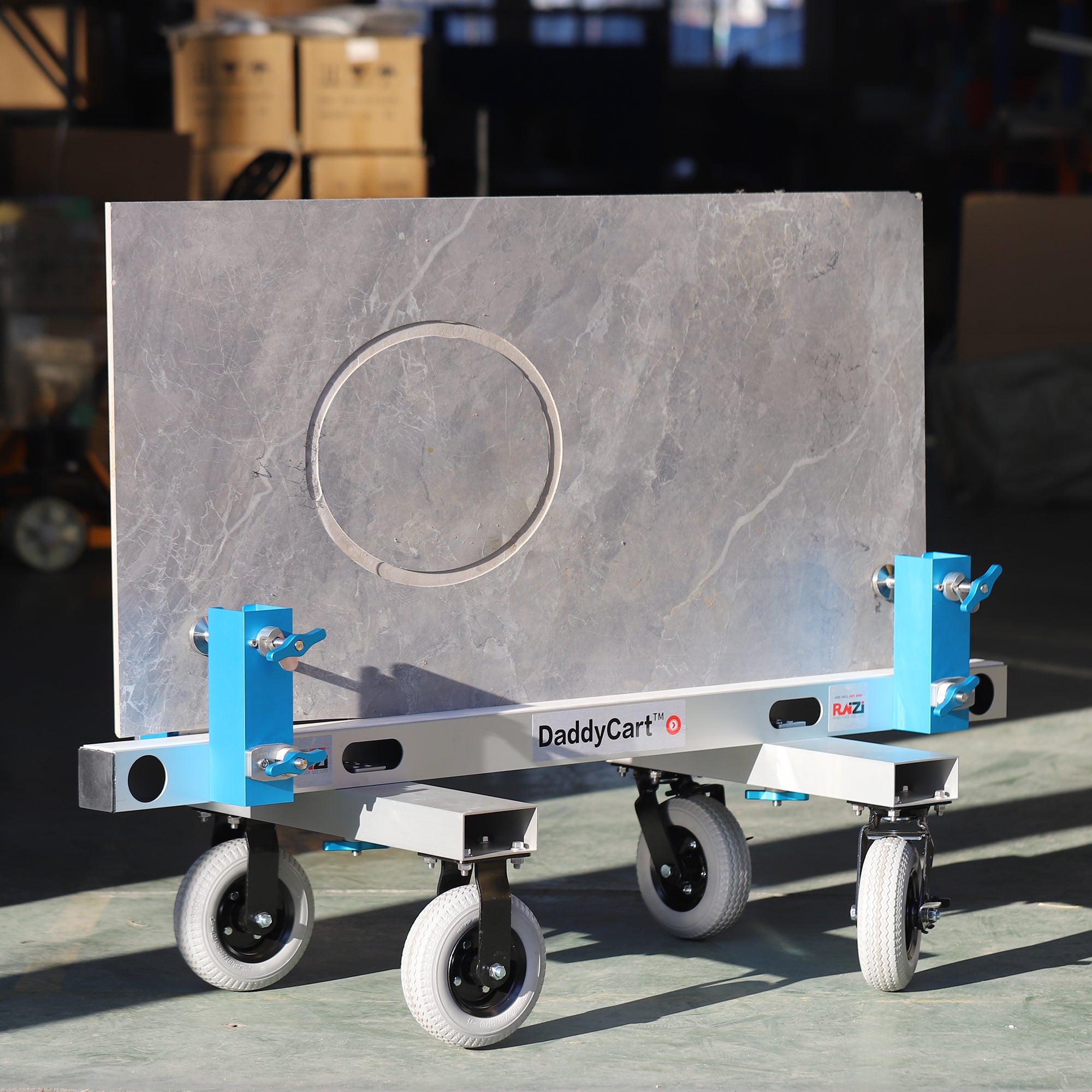 Raizi Daddycart™ 4-wheel Slab Transport Dolly for Granite Marble Slab Heavy Duty Transfer Cart