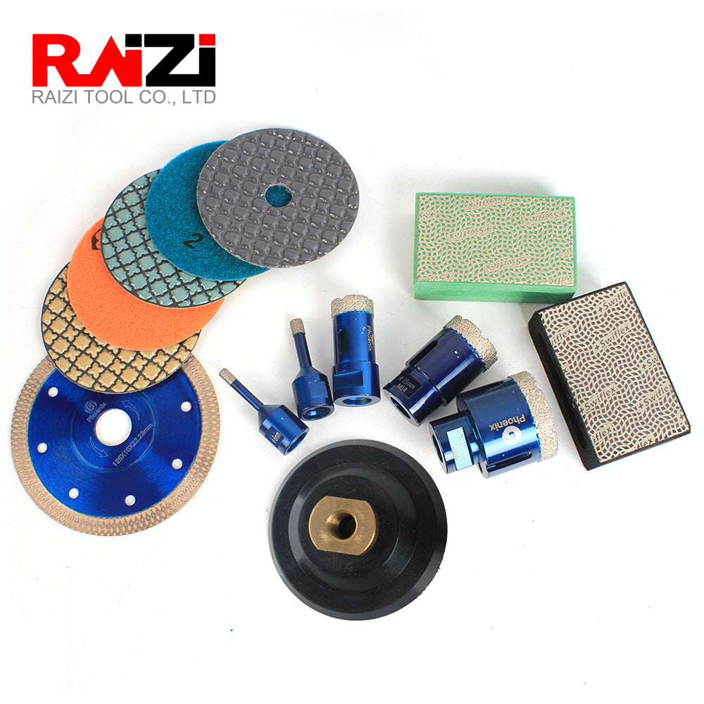 Raizi Diamond Drill Bits Kit for Tile Ceramic Granite Marble with Aluminum Case Hole Saw Cutter Stone Coring Drilling Tools
