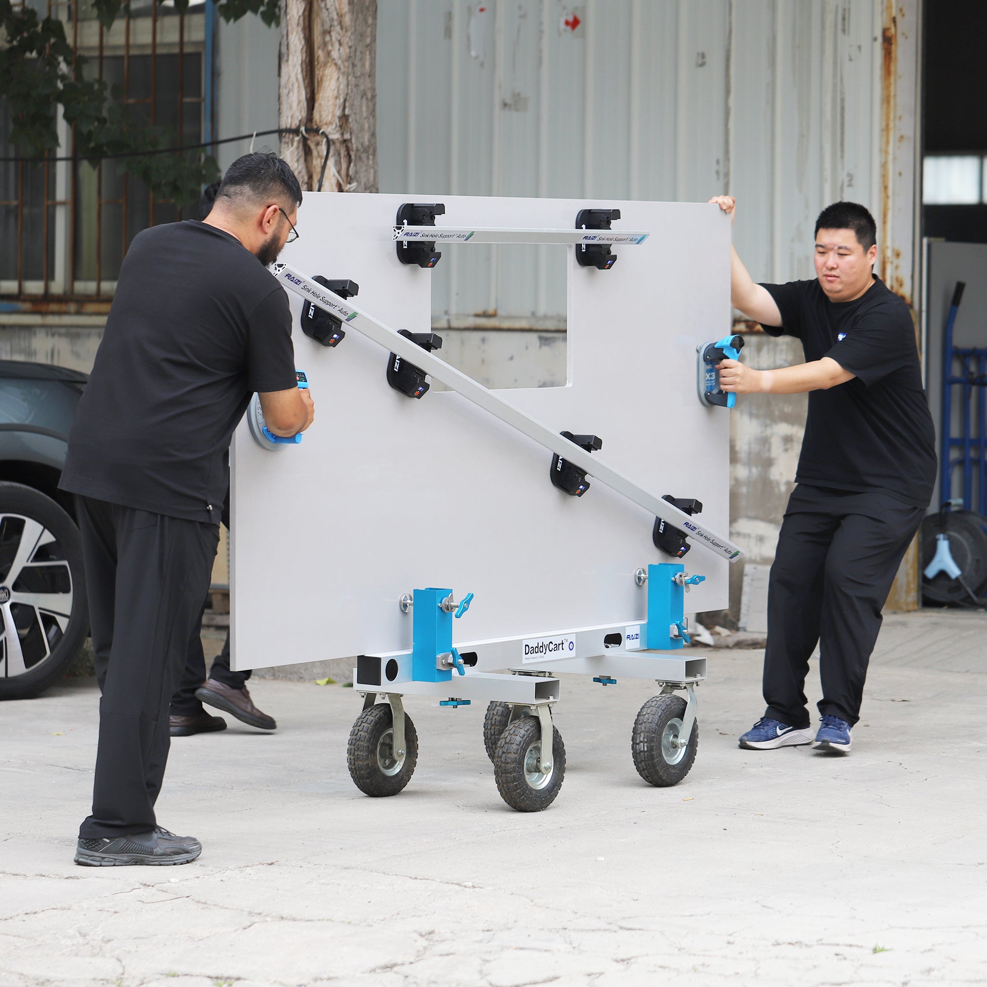 Raizi Daddycart™ 4-wheel Slab Transport Dolly for Granite Marble Slab Heavy Duty Transfer Cart