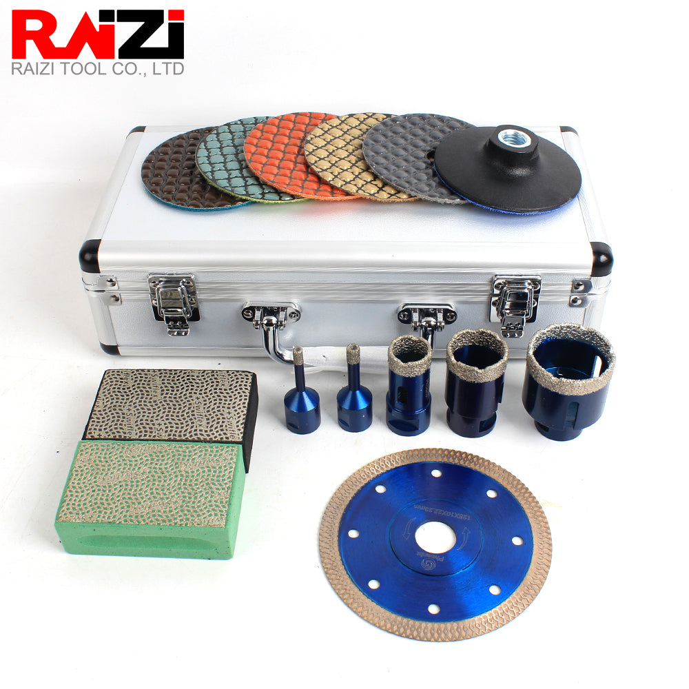 Raizi Diamond Drill Bits Kit for Tile Ceramic Granite Marble with Aluminum Case Hole Saw Cutter Stone Coring Drilling Tools